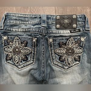 Miss Me jeans - floral rhinestone design